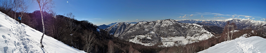 Panorama salendo da Salmezza al Podona sul sent. 543A ben innevato